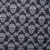 Coton imprimé - «SEW SPOOKTACULAR» - Crâne / Losange damassé - Noir
