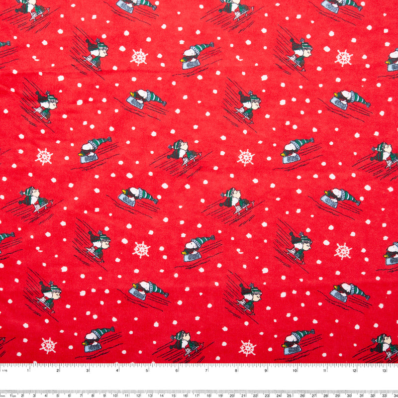 Licensed Flannelette Print - Snoopy slide - Red
