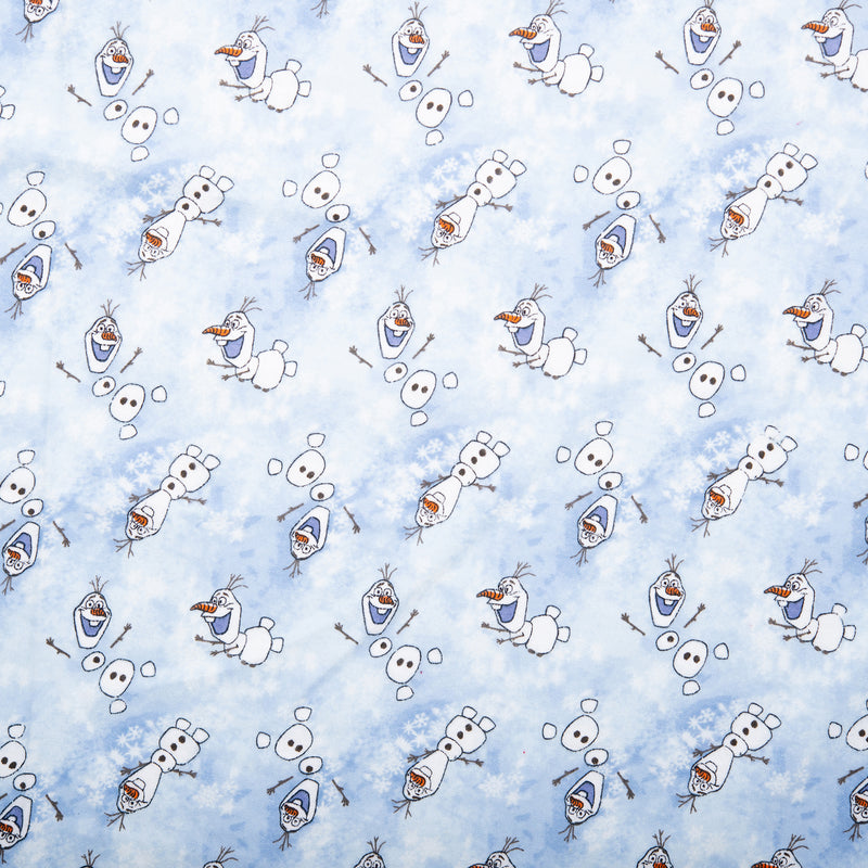 Licensed Flannelette Print - Olaf / Snowflakes - Lilac