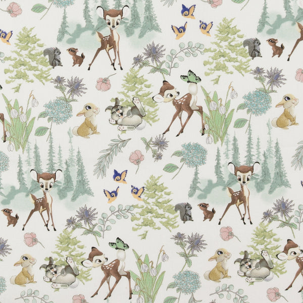Licensed Cotton Print - Bambi and Friends - White