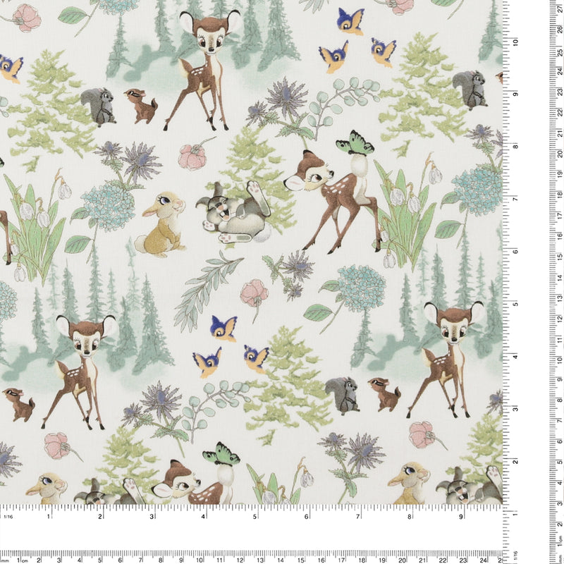 Licensed Cotton Print - Bambi and Friends - White