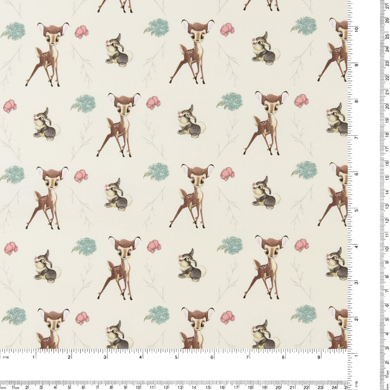 Licensed Cotton Print - Bambi Thumper Cross - Ivory