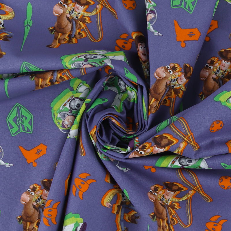 Licensed Cotton Print - Buzz and Woody - Indigo