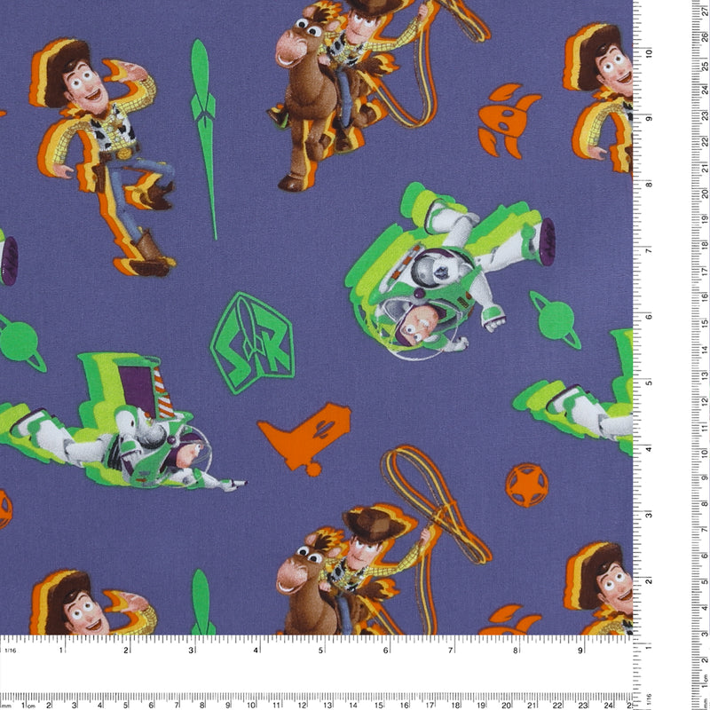Licensed Cotton Print - Buzz and Woody - Indigo