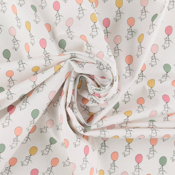 Licensed Cotton Print - Pooh Balloon - White
