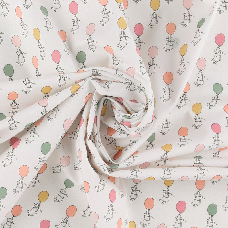 Licensed Cotton Print - Pooh Balloon - White
