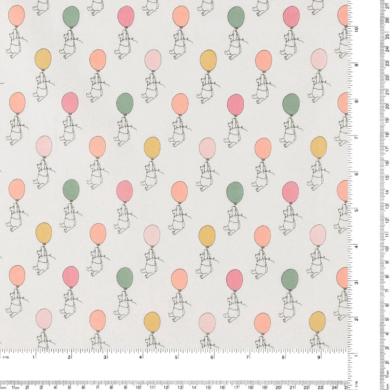 Licensed Cotton Print - Pooh Balloon - White