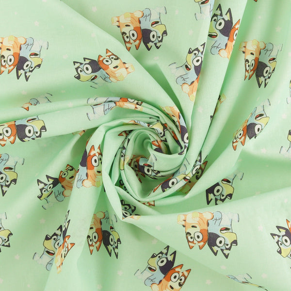 Licensed Cotton Print - BLUEY - Playful - Mint