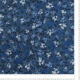 Wide Flannel Backing Print - Flowers - 023 - True Navy