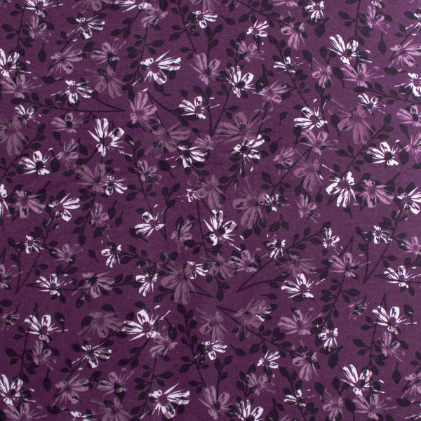 Wide Flannel Backing Print - Flowers - 027 - Italian Plum