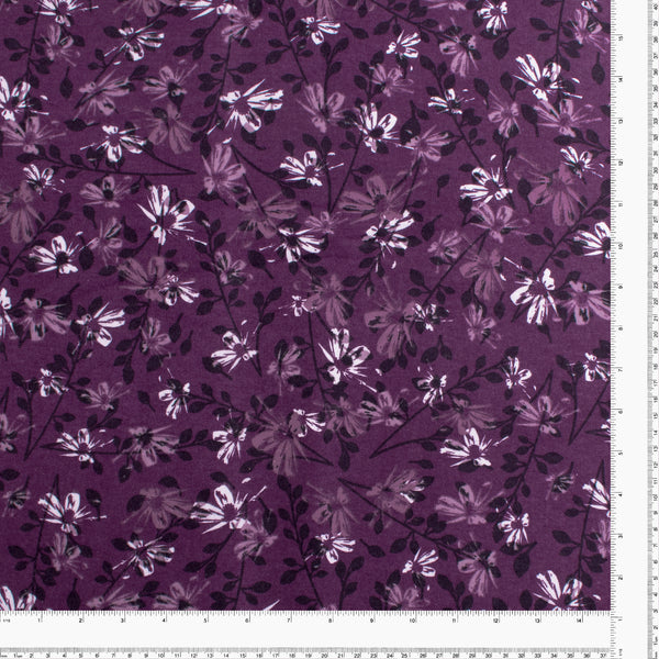 Wide Flannel Backing Print - Flowers - 027 - Italian Plum