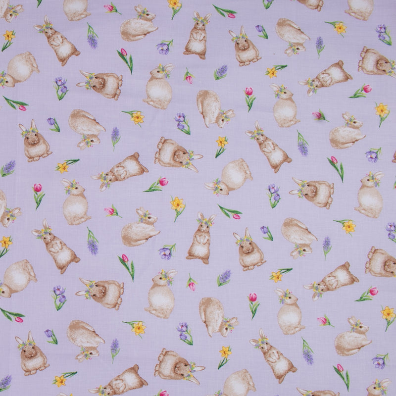 EASTER Printed Cotton - Bunnies - Lilac