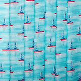 Digital Cotton Print - SEA LIFE - Sailboat - White / Blue
