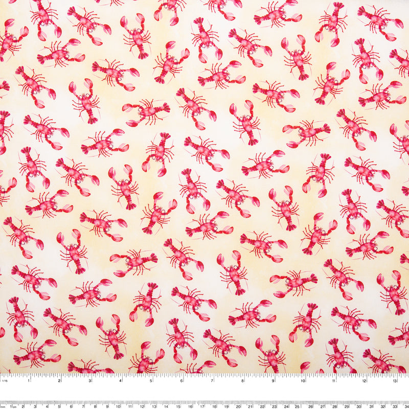 Digital Cotton Print - SEA LIFE - Lobsters - Beige