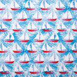 Digital Cotton Print - SEA LIFE - Sailboat -  Blue
