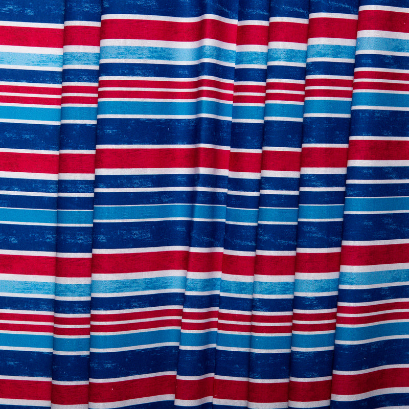 Digital Cotton Print - SEA LIFE - Stripes - Red / Blue