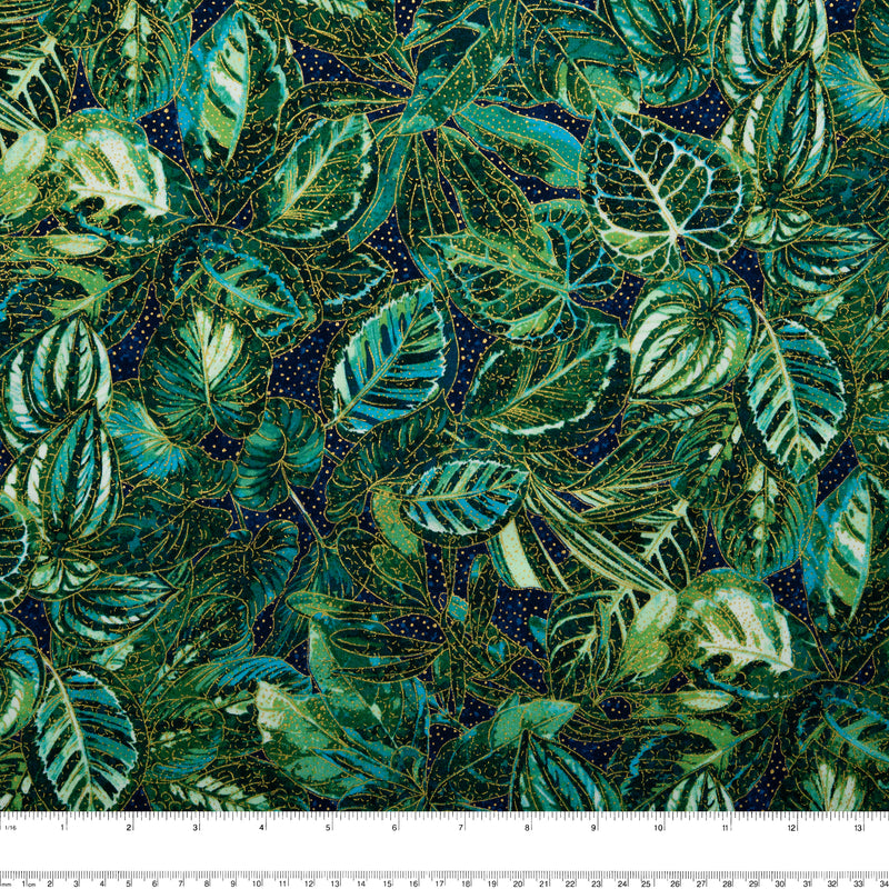 ULTIMATE - Cotton print - Leafs - Green