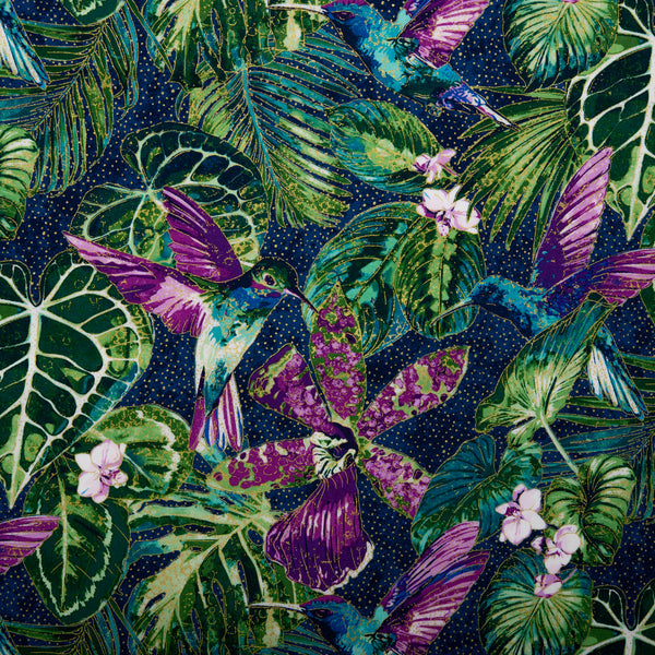 ULTIMATE - Cotton print - Hummingbird - Navy