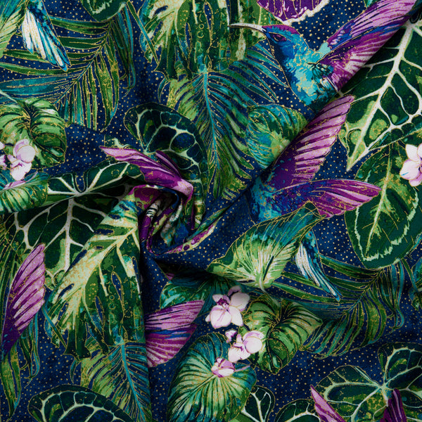 ULTIMATE - Cotton print - Hummingbird - Navy