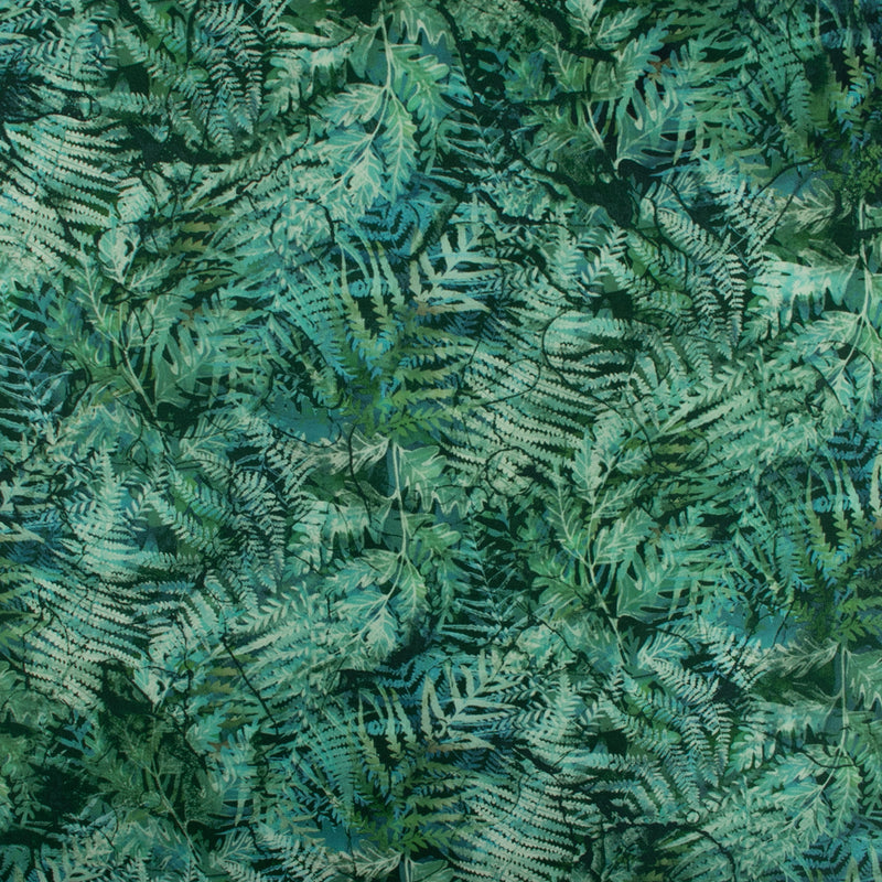 ULTIMATE - Cotton print - Leafs - Medium green