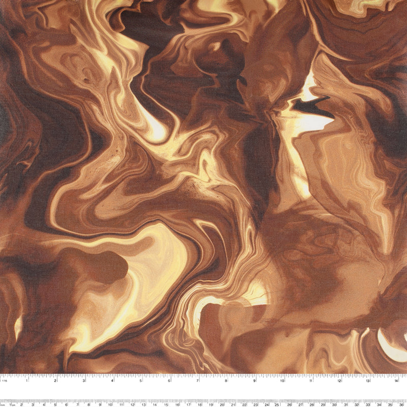 Coton Imprimé Numérique - «MARBLE SWIRL» - Brown