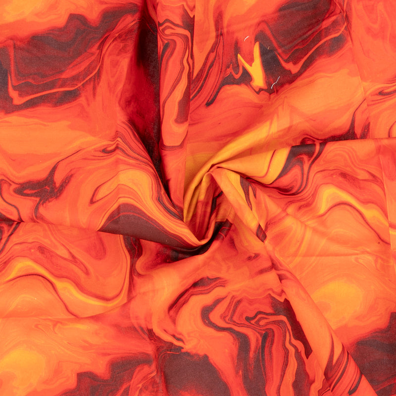 Coton Imprimé Numérique - «MARBLE SWIRL» - Orange