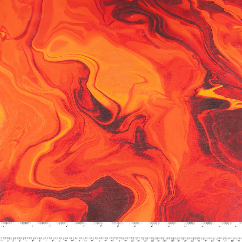 Digital Printed Cotton - MARBLE SWIRL - Orange