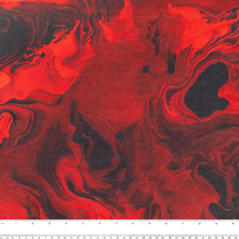 Digital Printed Cotton - MARBLE SWIRL - Rouge