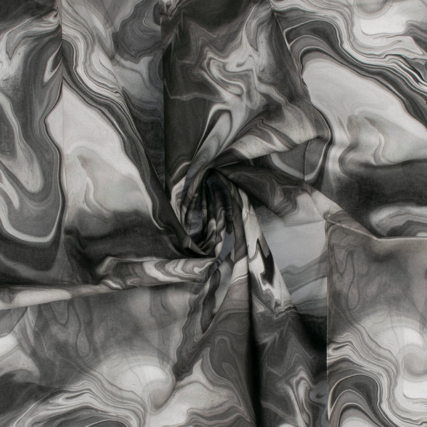 Digital Printed Cotton - MARBLE SWIRL - Grey