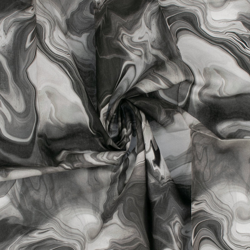 Coton Imprimé Numérique - «MARBLE SWIRL» - Gris