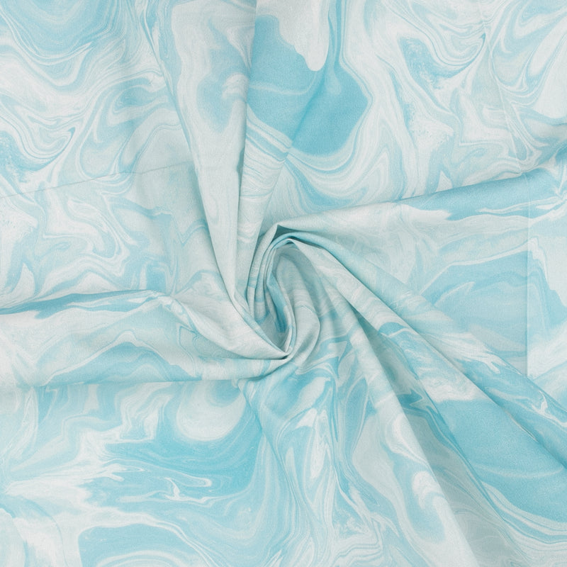 Digital Printed Cotton - MARBLE SWIRL - Sky Blue