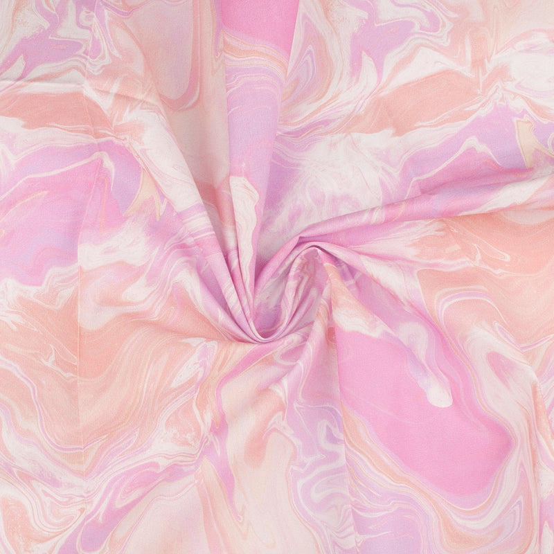 Coton Imprimé Numérique - «MARBLE SWIRL» - Rose