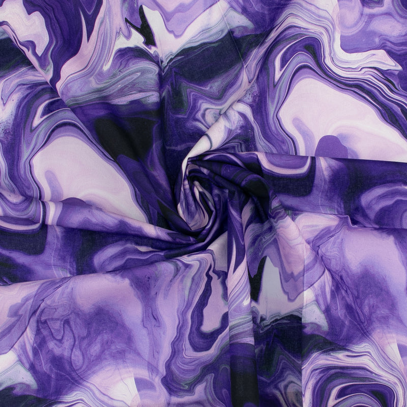 Digital Printed Cotton - MARBLE SWIRL - Purple