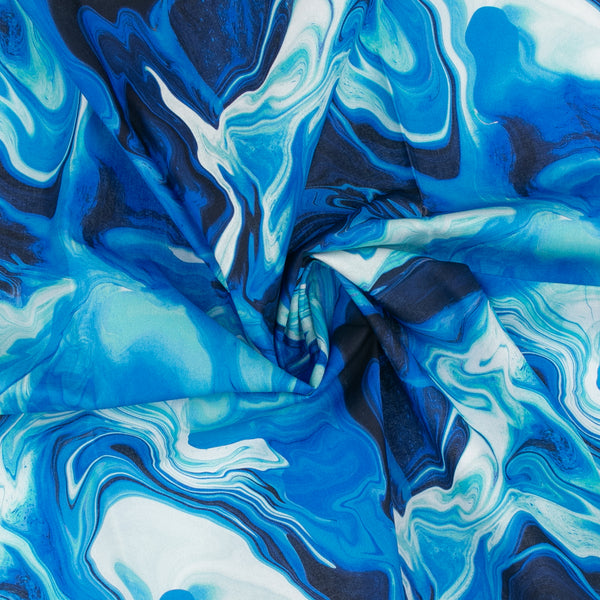 Digital Printed Cotton - MARBLE SWIRL - Blue