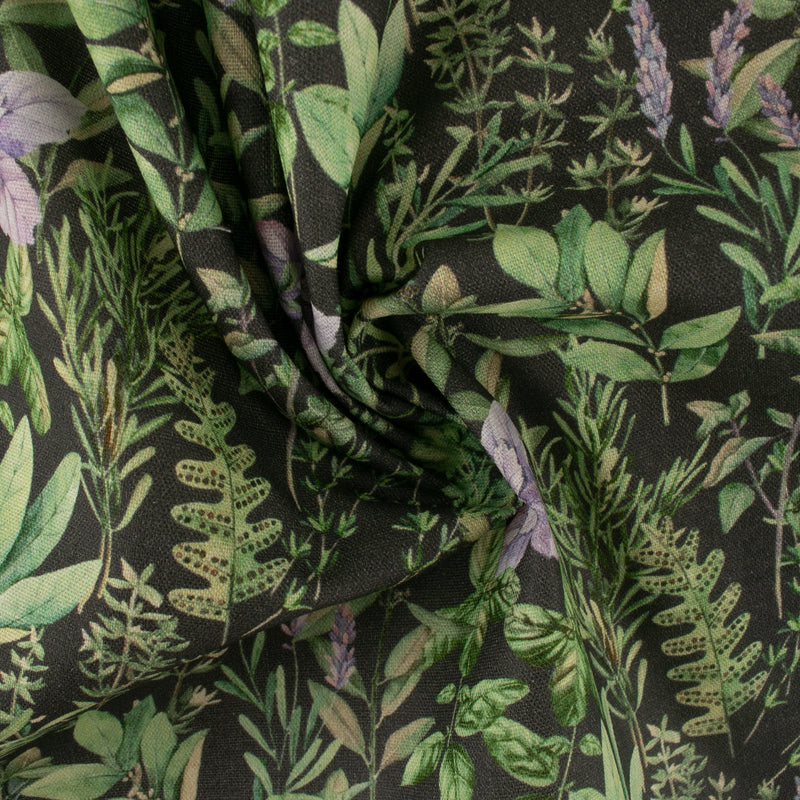 LEMON GROVE Printed Cotton - Leafs - Black