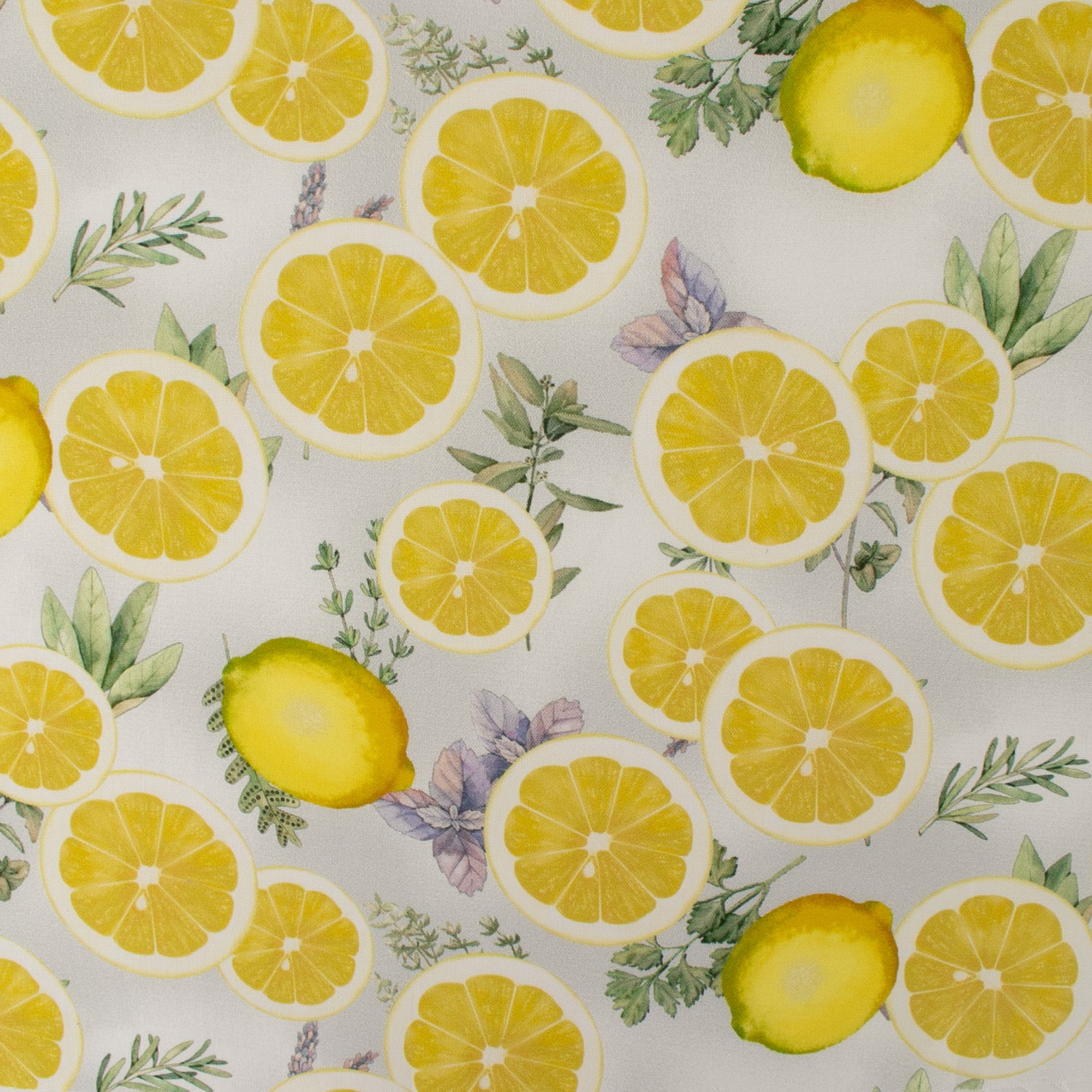 LEMON GROVE Printed Cotton - Lemons slices - Dawn blue – Fabricville