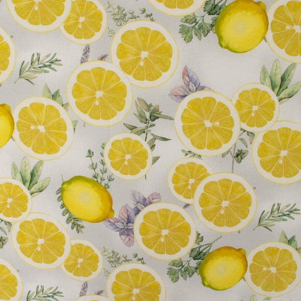LEMON GROVE Printed Cotton - Lemons slices - Dawn blue
