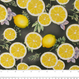 LEMON GROVE Printed Cotton - Lemons slices - Black