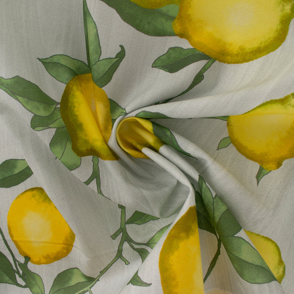 LEMON GROVE Printed Cotton - Lemons - Grey