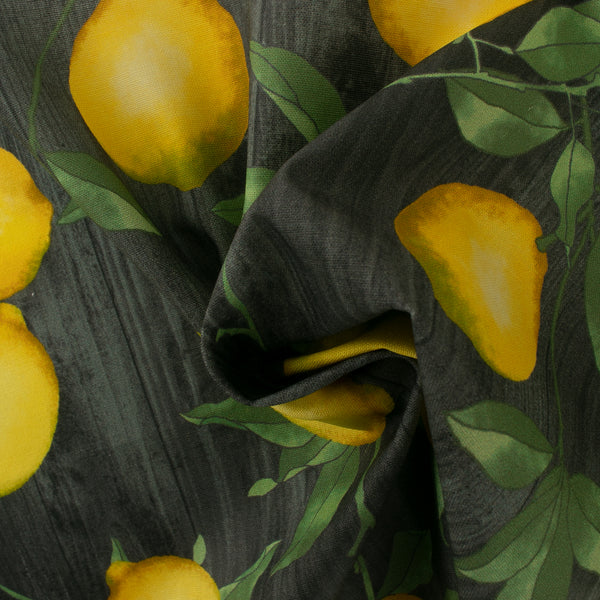 LEMON GROVE Printed Cotton - Lemons - Black