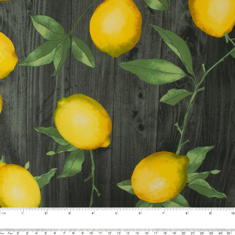 LEMON GROVE Printed Cotton - Lemons - Black