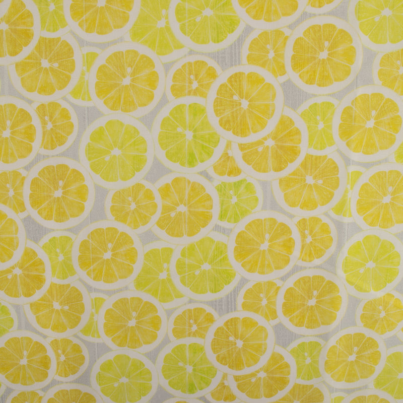 Coton imprimé CITRONNERAIE - Tranches de  citron - Gris