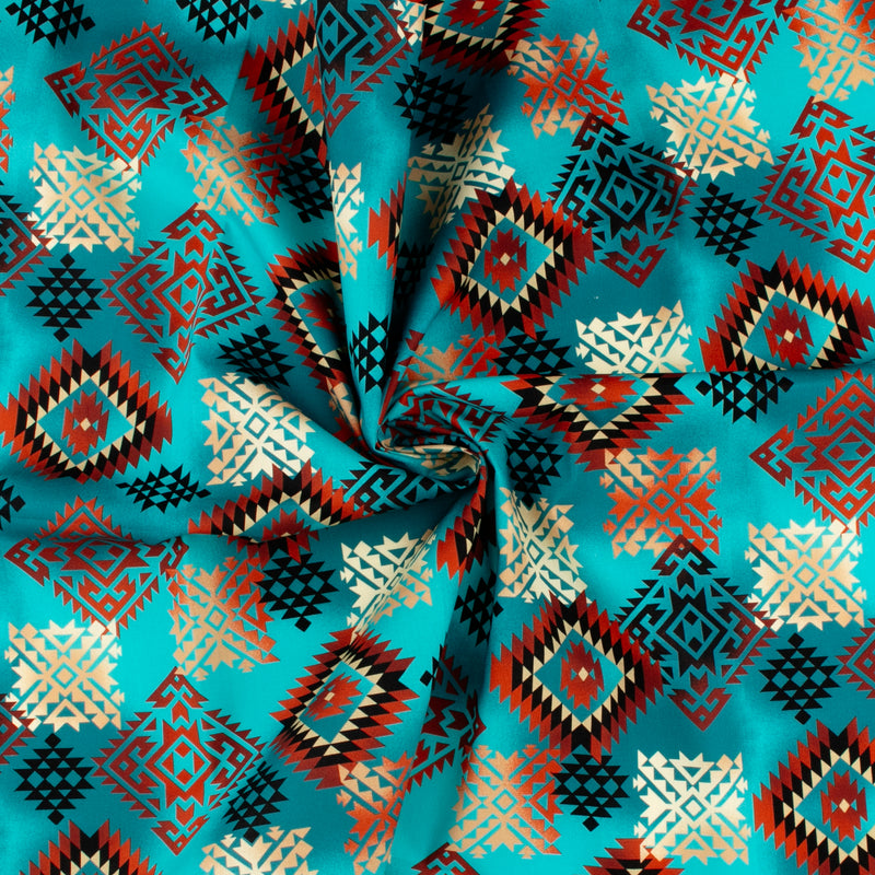 Printed Cotton - PRAIRIE CREEK - 016 - Turquoise