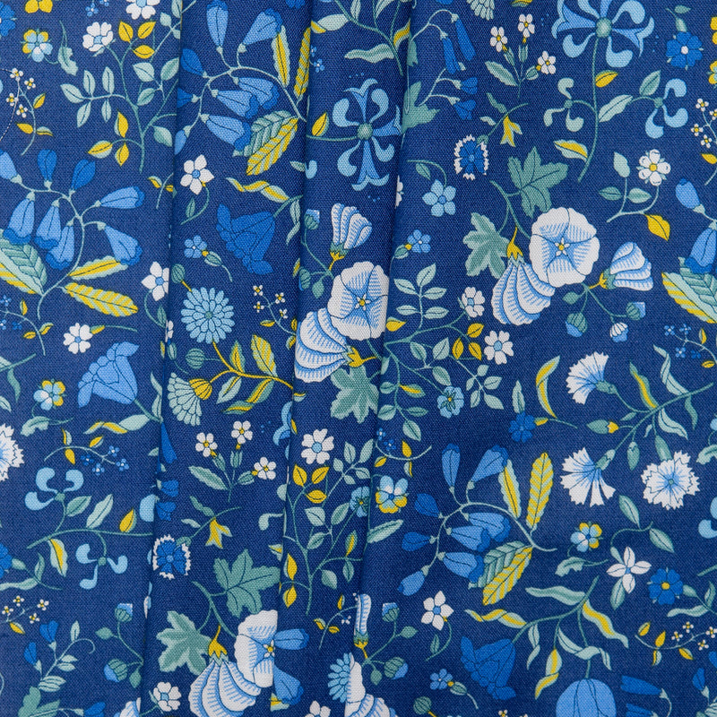 Coton imprimé LIBERTà PARISIENNE - Botanique - Bleu