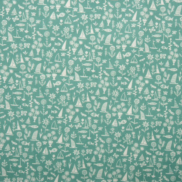 LIBERTY of PARIS Printed Cotton - Sailboat - Sea Green