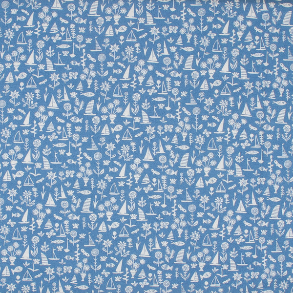 Coton imprimé LIBERTà PARISIENNE - Voilier - Bleu