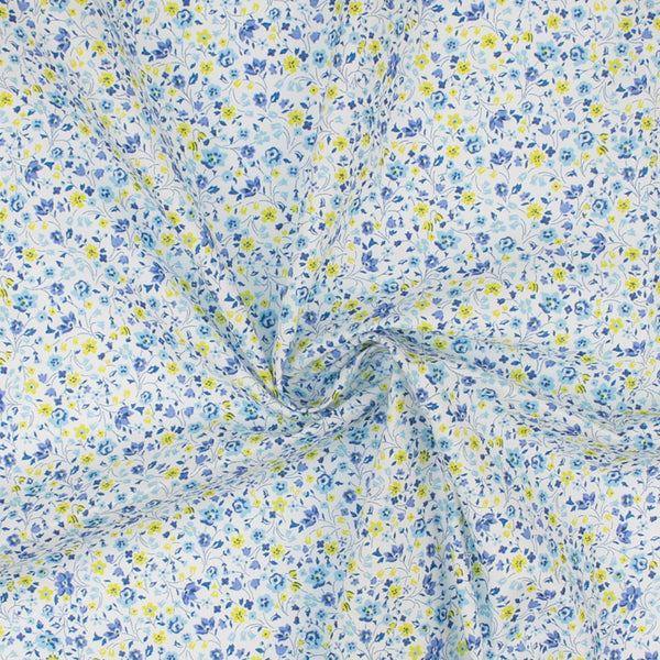 LIBERTY of PARIS Printed Cotton - Flower Bed - Blue