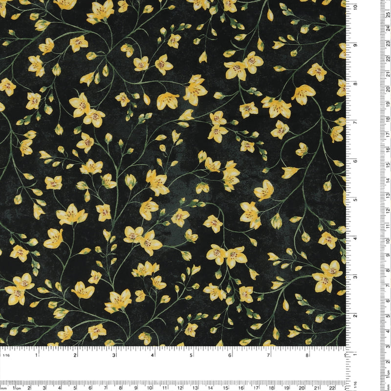 Windham Fabrics - Printed Cotton -TULIP FIELDS - 004 - Black