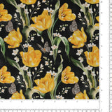 Windham Fabrics - Printed Cotton -TULIP FIELDS - 007 - Black