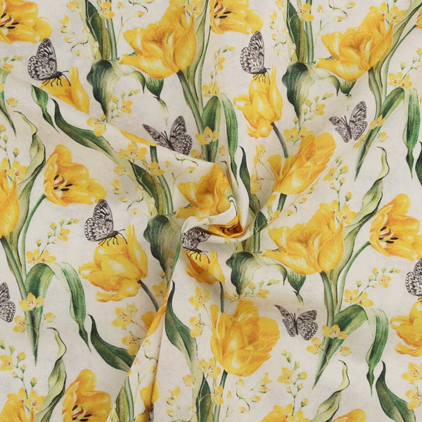 Windham Fabrics - Printed Cotton -TULIP FIELDS - 008 - Offwhite